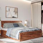 Wakefit Bed | King (78 X 72) Teak Wood Bed with Storage, 3 Year Warranty | - ARA - Honey Finish_Brown