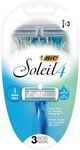 BIC Soleil Comfort 4-Blade Disposable Razors for Women Sensitive Skin Razor for a Smooth and Close Shave, 3 Piece Razor Set