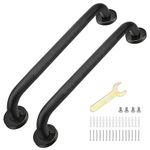 sunzone 2 PCS Bathroom Grab Bars, 16-inch Anti Slip Grab Bars, Chrome SUS 304 Stainless Steel Bathroom Shower Handles,Safety Hand Rail Support, Grab Bars for Senior Handicap Elderly Injury,Black