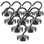 10 Pack Black Magnetic Hooks, 100 lbs+ Super Strong Magnet Hooks, Magnetic Hooks Heavy Duty, Neodymium Magnet with Hook for Hanging, Fridge Magnet Hooks for Cruise, Garage, Kitchen, Workplace