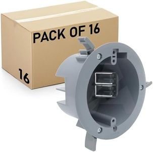 (Pack of 16) 4'' Old Work Round Electrical Box, One-Gang Grey PVC Junction Box, 18 Inch Capacity, Round Ceiling Remodel Box with Built-in Mounting Tabs, Three Mounting Wings, 2-Hour Fire Rated Walls