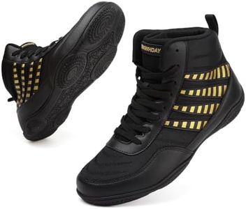 BKWHDAY Wrestling Shoes Boxing Boots for Training Weightlifting Black