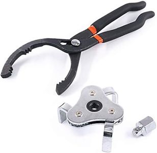 Glarks Universal Oil Filter Wrench Set, A 12-inch Long Handle Grip Pliers with A 3 Jaw 2 Way Remover Tool Adjustable Oil Filter Wrench for Auto Motorcycle and Trucks Use