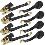 CQWLKEJ 4 x 800 KG Ratchet Straps with Double Hooks, 6M x 25mm Heavy Duty Ratchet Strap Tensioning Belts Adjustable Cam Buckles Strap Lashing Straps for Motorcycles, Car, Trailer, Household