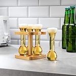 #winning Mini Yards of Ale Set - 4 Miniature Long Beer Glasses on Wooden Stand