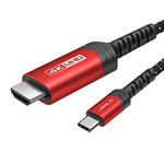 JSAUX USB C to HDMI Cable 10ft | 4K@60Hz | HDMI to USB C [Thunderbolt 3/4], Type C to HDMI Cord for iPhone 16/Pro/Max 15 Plus, MacBook Pro/Air iPad Pro, Samsung S24 S23 Ultra Note 20, Surface Book-Red