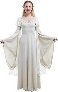 Daiz Bella Medieval Fantasy Handmade White Retro Costume Historical Dress (M, White)