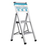 BIRDROCK HOME 2 Step Ladder | Folding Anti-Slip Step Stool, 250 lb Capacity | Lightweight, Slim & Sturdy Design for Household, Kitchen, Garage, Indoor & Outdoor Use | Collapsible, Portable, Heavy-Duty