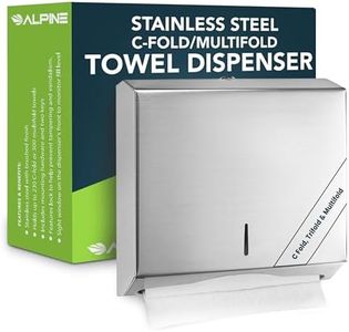 Alpine Commercial Paper Towel Dispenser Wall Mount for Multifold, Trifold & c Fold Paper Towel Holder - Stainless Steel Hand Towel Dispenser for Bathroom & Kitchen