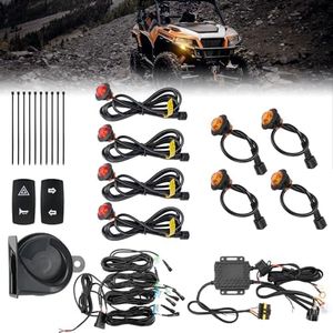 KEMIMOTO UTV Turn Signal Kit with 110D Horn, Pre-Wired, Plug and Play UTV Blinker with Rocker Switch, HazardLight, Universal Street Legal KitCompatible with Polaris, Can-Am, Kawasaki, CFMOTO