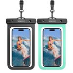 WEKEEP 2 Pack Waterproof Phone Pouch Case, Dustproof Dry Bag - IPX8 Cellphone Compatible for iPhone 12 13 14 15 Pro Max, Samsung Galaxy S23 Ultra S22 S21 Ultra, All 4-7" Cellphones(Black/Teal)