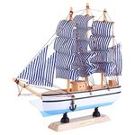 STOBOK 1pc 24cm Sailboat Ornament Nautical Decor Vintage Sail Boat Model Pirate Model Wooden Sailing Models Home Decoration Seaside Non-Woven Fabric Ocean Boat