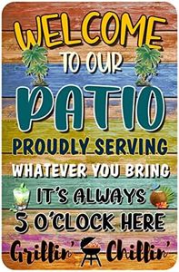 Welcome Patio Bar Signs For Home Porch Bar Wall Decor Beach Bar Decorations For Backyard Tiki Bar Hot Tub Poster Tin Sign 8x12 Inch