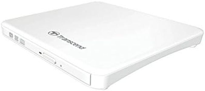 Transcend Slim Portable External USB DVD Writer Drive, Supporting USB 2.0 and Later Standards and Popular Cd/DVD Media Formats Sleek and Slim - Ts8Xdvds-W, White, 2 GB