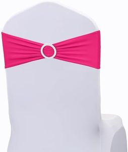 JKDMJF Barbie Pink Chair Sashes Bows - 50PCS Stretch Spandex Chair Sashes Bands with Buckles Slider Universal Elastic Chair Ties for Wedding Party Banquet Baby Shower Events Decoration