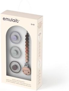 Emulait Baby Pacifier Set 6+ Month – 3-Pack Infant Pacifiers with Clip, Soft Silicone Binky for Newborns and Babies, Orthodontic Design for Comfort, Shower Gift, Boys and Girls