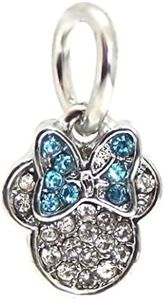 J&M Dangle Crystal Mouse with Blue Bow Charm Bead for Bracelets