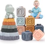 KaeKid Montessori Toys for Babies,13 PCS Baby Soft Building Blocks Toys, Newborn Baby Sensory Toy for Early Development, Gifts for 0-3-6-12 Months Old Infant Baby Boy Girl (Dinosaur)