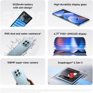 XIAOMI Redmi Note 15 5G Smartphone, 8+256GB, 108MP Camera, 6.77" FHD+ Display, Glacier Blue, IP65
