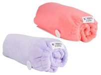 Noughty 97% Natural Microfibre Hair Towels, Quickly Absorbs Moisture, Reduces Breakage, Combats Frizz, 1 x Purple 1 x Pink BUNDLE