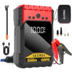 Battery Jumper Starter Portable 12V,tire inflator Portable air Compressor and tire Pressure Gauge,3500A 150PSI car Battery Jump Starter,Bike Pump and air Pump for car Tires (All Gas/7L Diesel)