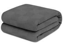 Avalon Bedding 100% Cotton Blankets Queen Size, 90x90 Inches 350 GSM, Soft Breathable Blanket, Lightweight Thermal Blankets Queen Size, Perfect for Layering Any Bed for All Season (Grey)