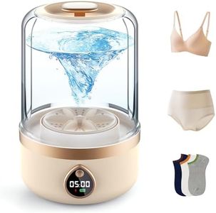 Ghegicu Portable Washing Machine, 1.5L Underwear Washer Rechargeable Cordless Makeup Sponges Cleaner Deep Clean Socks, Underwear, Baby Clothes, Washing Machine for Apartment, Dorm, Camping (Beige)