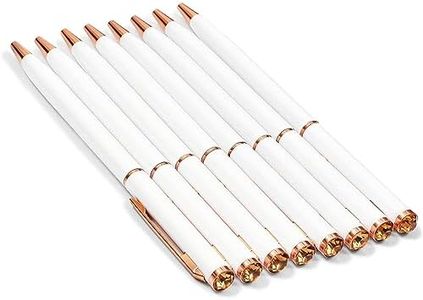 Paper Junkie White Ball Point Pens and Rose Gold Gemstone (8-Pack)