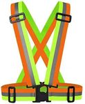 High Visibility Protective Safety Reflective Vest Belt Jacket, Night Cycling Reflector Strips Cross Belt Stripes Adjustable Vest (Multicolor)