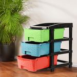 Kuber Industries 3-Tier Multipurpose Plastic Drawers Storage Organizer | Cabinets/Storage Rack for Kitchen | Space-Saving Kids Toy & Bedroom Shelf for Home/Office | Multicolor