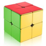 D-FantiX Magnetic Mirror Reflective Stickerless Speed Cube 2x2, Cyclone Boys Original Shiny Magic Cube, Brain Teaser Puzzles Mini Cube, Personalized Cool Stocking Stuffers for Kids Teens Adults
