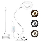 Bonlux LED Clip Light USB Bedside Clamp Lamp Flexible Dimmable, Clip on Reading Light, 10 Brightness Levels +3 Color Temperatures, Eye-Care Desk Lamp for Reading in Bed for Children & Adults (White)