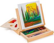 DEAYOU Wood Easel Storage Box, Portable Sketchbox Drawing Easel Case Palette for Art Supply, Painters, Adult, Student