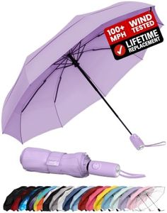 Windproof Travel Umbrella - Compact & Withstands Winds up to 100MPH, Strongest Premium Auto Folding Umbrella for Rain and Sun - Durable, Light & Portable for Women & Men, Fits Backpack & Cars