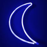 Colording Neon Moon Lights Neon Light Moon Neon Sign LED Moon Light Neon Signs Moon Light up Signs Neon Light for Bedroom Walls Neon Signs for Birthday Party Wedding-BLUE Moon