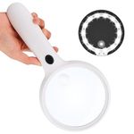 15X Magnifying Glass with Light, Handheld Large Reading Magnifying Glass, 14 LED Illuminated Magnifying Glasses with 2 Modes, Magnifiers for Craft Work,Seniors Reading,Jewelry, Exploring, Jewelry