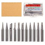 BOJACK 11pcs Soldering Iron Tips Kit and 1pcs Free high Temperature Cleaning Sponge for 936 937 938 942 951 969 907 907-ESD 900M 900M-ESD 852 852D Soldering Station