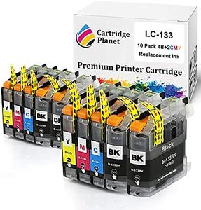 Cartridge Planet 10 Pack (4BK,2C,2M,2Y) Compatible Ink for Brother LC-133 LC133 for Brother DCP J152W J172W J4110DW J552DW J752DW MFC J245 J4410DW J4510DW J470DW J4710DW J475DW J650DW J6520DW J6720D..