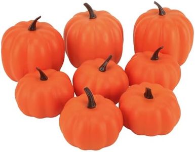 Ghrdopy Fake Pumpkins, 8 Pcs Orange Artificial Pumpkins, Plastic Pumpkins for Thanksgiving Party Table Centerpiece Autumn Home Decoration-A