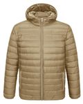 EKLENTSON Puffer Jacket Mens Insulated Winter Outdoor Jackets Lightweight Quilted Down Jackets Khaki,XL