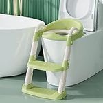 Potty Training Seat with Step Stool Ladder for Baby Potty Training Toilet Toddlers-Comfortable Safe Potty with Anti-Slip Pads Ladder (Green)