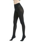 CACCICO 80D Run Resistant Women's Tights Semi Opaque Pantyhose Soft and Elastic High Waist Stockings for Women Black-M