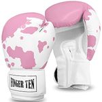 Boxing Gloves Women 8 10 12 14 oz, Leather Womens Kickboxing Sparring Punching Gloves Color White Pink Black, Workout Kick Boxing Gloves for Muay Thai Maya MMA Training(12 OZ, White Gloves)