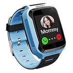 PTHTECHUS GPS Tracker Smartwatch, 1.37'' LED Touch Digital Camera Kids Watch Support Game Call Alarm Clock SOS Voice Chat Smart Watch, Kids Gift 5-12 Years, Blue