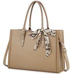 Laptop Bag for Women 15.6 inch Waterproof Leather Bag Work Laptop Computer Bag for Office Travel Handbag Shoulder Bag Khaki