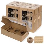 Fippy 20PCS Cupcake Boxes 6 Hole with Window, Cardboard Cakes Boxes Small Bakery Pastry Boxes for Cupcake Pastry Cookies Desserts, Kraft