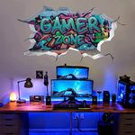 CHDITB 3D Gaming Accessories for Boys Room,Gamer Zone Wall Stickers PlayStation Wallpaper,Fotnite Wall Art Poster for Xbox Bedroom Decorations,Vidoe Game Graffiti Stickers Wall Decal