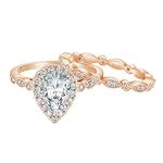 EAMTI 1.5CT 925 Sterling Silver Rose Gold Bridal Ring Sets Teardrop CZ Engagement Rings Vintage Pear Promise Rings Marquise Wedding Bands for Women Size 4.5