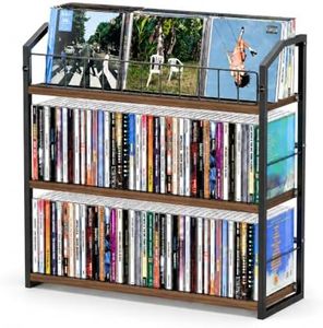 CD Storage Rack, 3 Tier CD holder with Display Rack, 123 Capacity-Natural