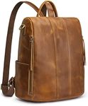 S-ZONE Women Genuine Leather Backpack Purse Retro Anti-theft College Shoulder Bag Medium